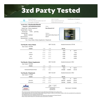 Reus Research NAD+Nicotinamide Riboside 900mg(80 count)
